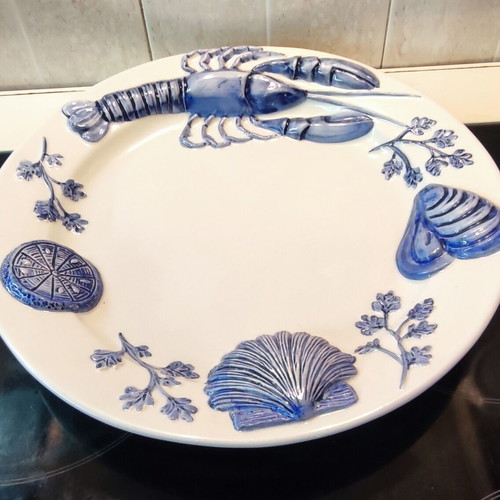 3EFFE Italian ceramic serving platter with sea motifs, like new
