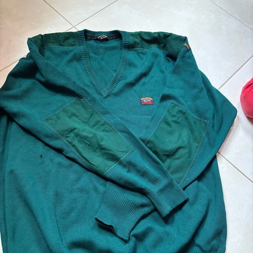 Paul & Shark men's XL knitted sweater used, green with small hole