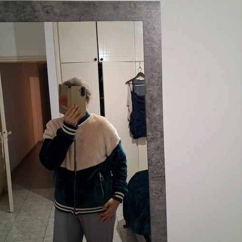 Bench Faux Fur Bomber jacket like new, emerald green and beige