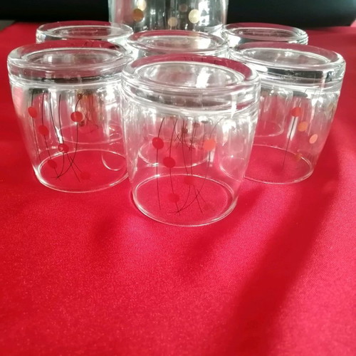 Whiskey Glasses with Ice Bowl Set like new, retro mid-century design