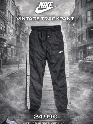Nike vintage track pants size L black and white