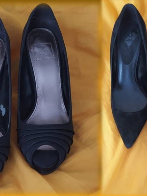 Two pairs of vintage evening shoes used, sizes 38 and 39, black