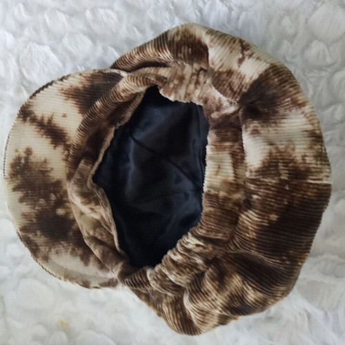 Κοτλέ καπέλο τζόκεϊ καινούργιο, καφέ/μπεζ tie-dye