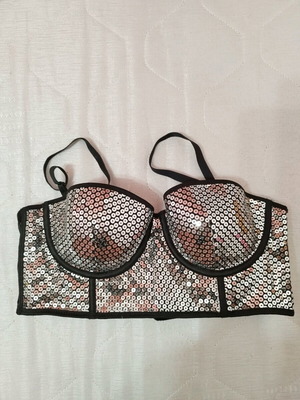 Μπούστο H&M με ασημί παγέτες 75B νέο