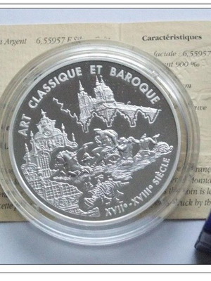 Silver coin France 6.55957 Francs 2000 new with box and certificate