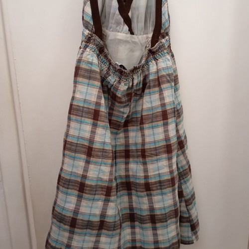 Derpouli women's backless dress like new, size S, blue and brown