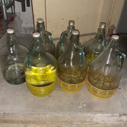 Wine demijohns used, pack of 7, 5lt