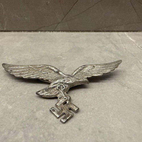 German WWII Cap Eagle Metal Emblem Wehrmacht Militaria