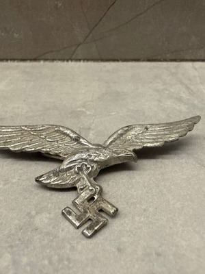 German WWII Cap Eagle Metal Emblem Wehrmacht Militaria