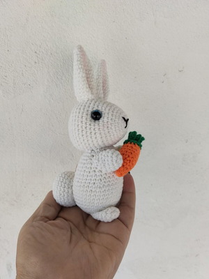 Handmade knitted bunny with carrot new