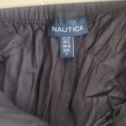 Nautica women's black fabric pants with elastic waistband, size small
