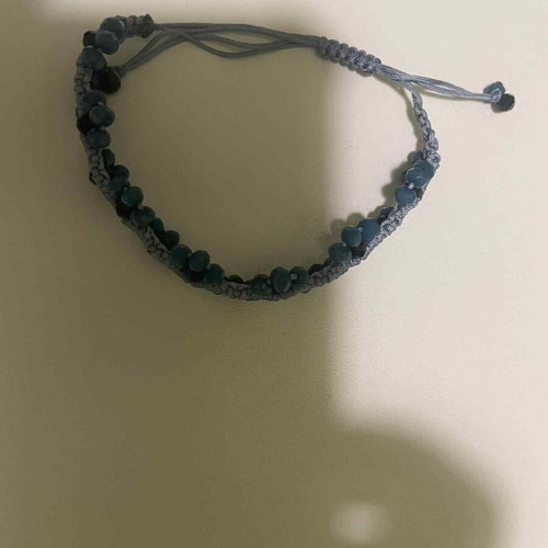 Handmade macrame bracelet with petrol beads new