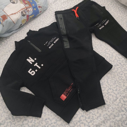 Zara kids tracksuit used, 6 years, 116cm, black with white and orange details