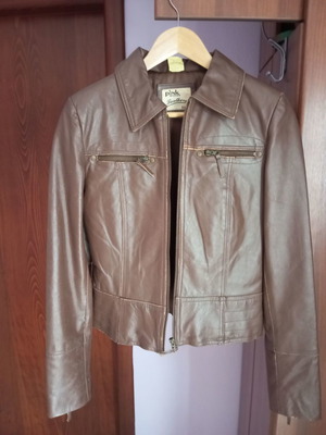 Brown genuine leather jacket Pink Woman like new, size M