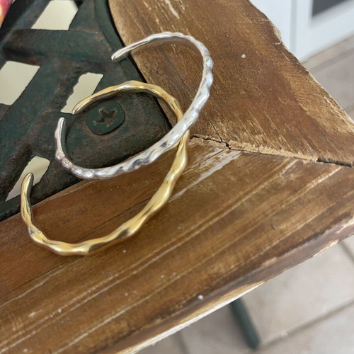 Stainless steel bracelets, gold and silver set