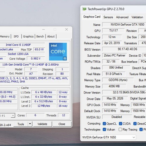 Gaming desktop Intel Core i5 11th gen, GeForce GTX 1650, 16GB RAM, 500GB SSD used