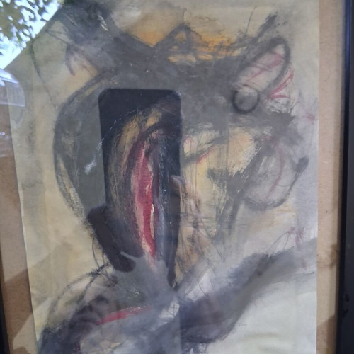 Painting "Γυμνο" framed 20×26cm, like new, signed