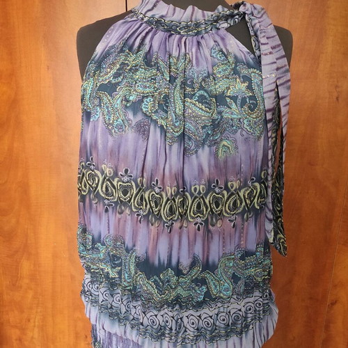 Boho blouse Ciel Bleu with paisley & tie-dye design, like new