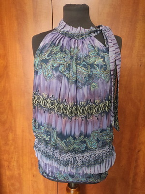 Boho blouse Ciel Bleu with paisley & tie-dye design, like new