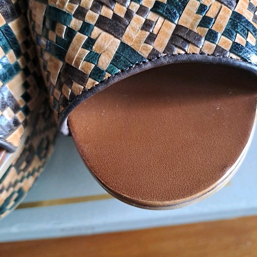 Ash platform sandals used, leather and straw, size 37