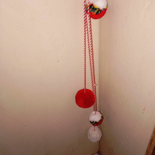Martenichka for hanging used, traditional style with large pompoms