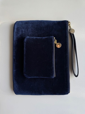 Jack Wills Velvet Pouch and Wallet Set Like New Blue