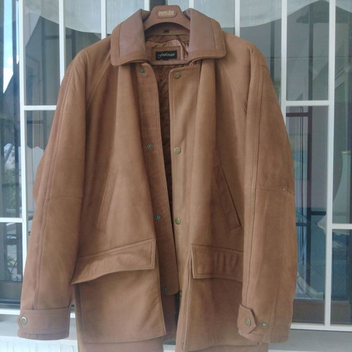 Freeland men's leather jacket used, beige, size L-XL