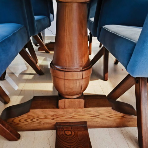 Historic monastery dining table with 8 chairs set