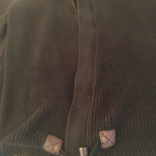 Massimo Dutti black cardigan used with leather accessories on collar and zipper