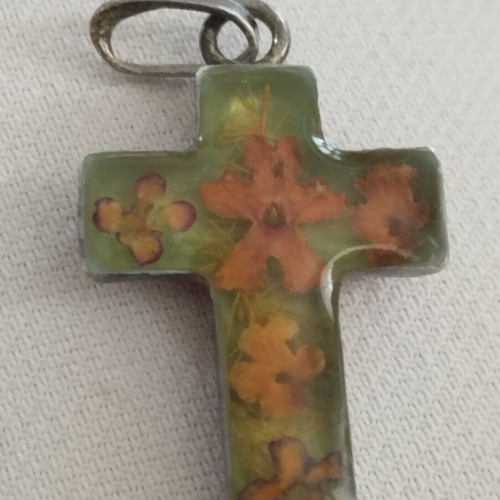 Silver cross floral 925, like new