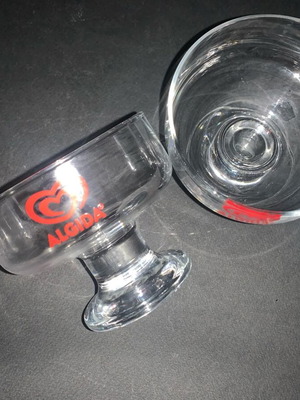 Set of 2 glass Algida ice cream cups used