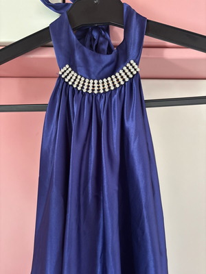 Satin maxi dress One Line luxury, like new, royal blue, halter neck