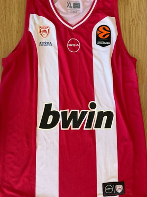 Olympiacos BC 2025 2026 Home Striped Jersey GSA The Legacy Continues XL Dubai new