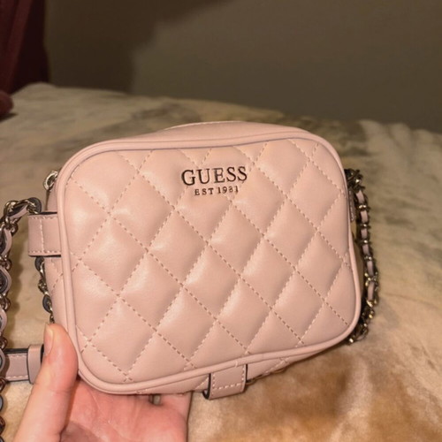 Guess quilted crossbody bag like new, beige and pink