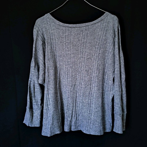 Knitted 3/4 sleeve blouse used, gray, size L