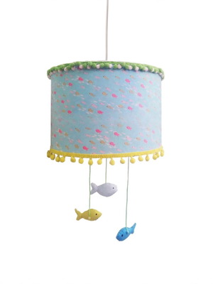 Ceiling light colorful fish E27, dimensions 35x25