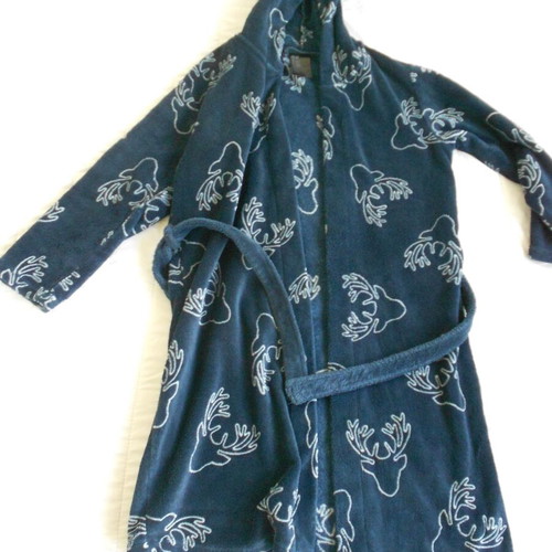 H&M Kids Robe Like New, Dark Blue with White Patterns, Size 8-10