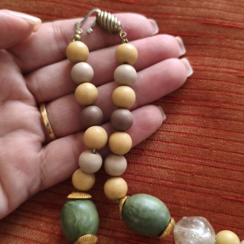 Vintage necklace with beads used, earth tones