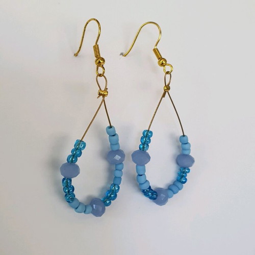 Handmade earrings with beads in teardrop shape new