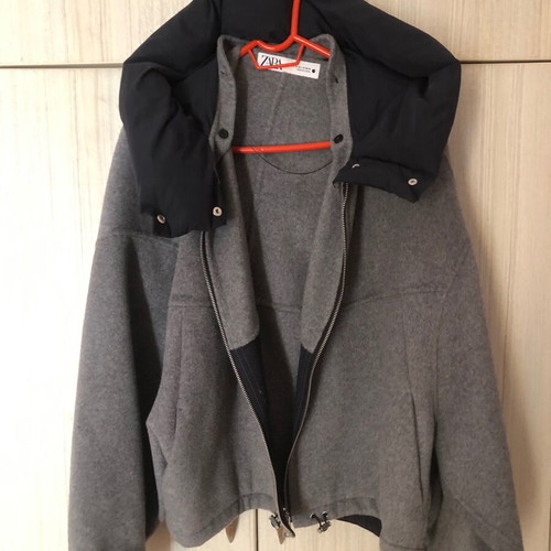 Zara gray jacket with detachable hood used, size L/XL
