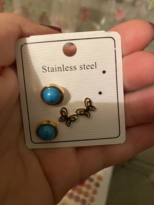 Fo Bijoux earrings new, two pairs, blue and gold
