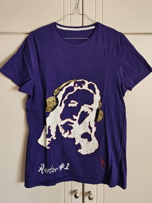 TopMan men's T-shirt with print, purple and white, size M