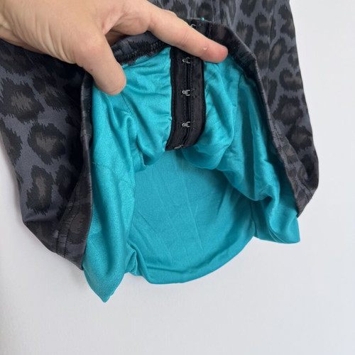 Vintage Leopard Bustier Corset used, size S/XS, grey-turquoise
