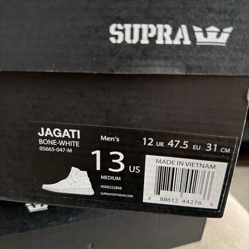 Supra Jagati Bone White new men's sneakers size 47.5