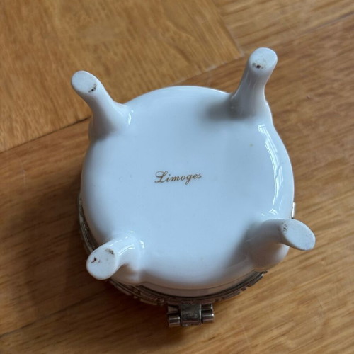 Limoges porcelain box new with silver-plated trim
