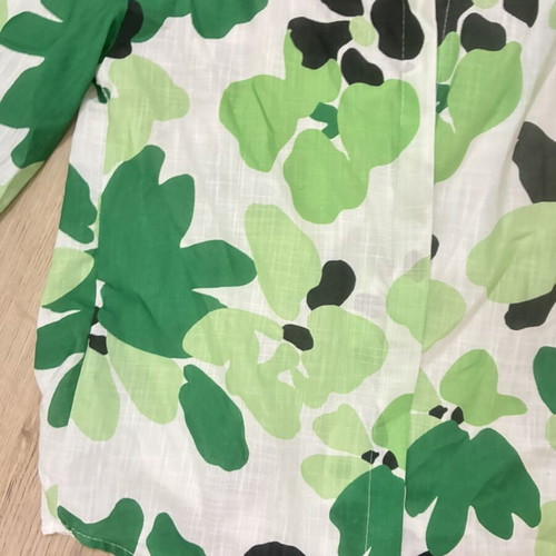 A.L.E. linen shirt green, size small, puffed shoulders