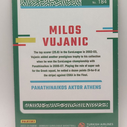 Milos Vujanic Panini-Donruss Euroleague Basketball Card 2023-24 new