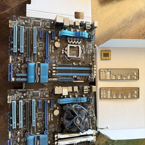 Asus P8H67 motherboards with Intel i5-2500 processors and 16GB DDR3 HyperX RAM used