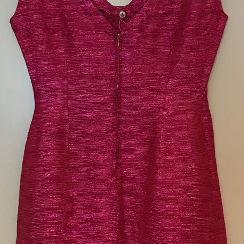 Vintage Cocktail Dress 1960s Medium Handmade Couture Fuchsia Lamé