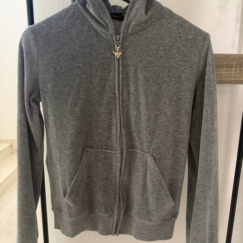 Sugarfree gray velvet hoodie cardigan used, size M